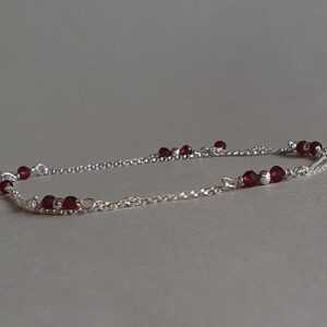 Garnet Ankle Bracelet: Sterling Silver Layered Chain Anklet Garnet Ankle Bracelet: Sterling Silver Layered Chain Anklet