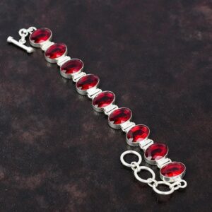 Faceted Mozambique Garnet Bracelet: Handmade 925 Sterling Silver, Adjustable Faceted Mozambique Garnet Bracelet: Handmade 925 Sterling Silver, Adjustable