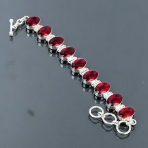 Faceted Mozambique Garnet Bracelet: Handmade 925 Sterling Silver Adjustable Chain Faceted Mozambique Garnet Bracelet: Handmade 925 Sterling Silver Adjustable Chain