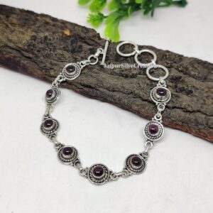 Garnet Gemstone Bracelet: 925 Sterling Silver Boho Designer Bracelet Garnet Gemstone Bracelet: 925 Sterling Silver Boho Designer Bracelet