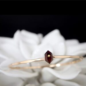 Garnet Geo Bangle Bracelet In 14k Gold Filled And Sterling Silver - January Birthstone Jewelry Garnet Geo Bangle Bracelet In 14k Gold Filled And Sterling Silver - January Birthstone Jewelry