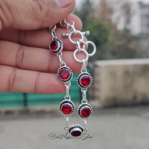 Handmade Red Garnet Sterling Silver Bracelet Handmade Red Garnet Sterling Silver Bracelet