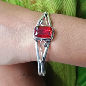 Handmade Sterling Silver Garnet Bangle Bracelet: Elegant Gemstone Jewelry Handmade Sterling Silver Garnet Bangle Bracelet: Elegant Gemstone Jewelry