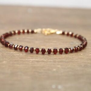 Garnet Bracelet, Garnet Jewelry, January Birthstone, Valentine's Day, Love, Sterling Silver Or Gold Filled Beads