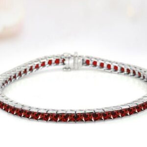 Natural Red Garnet Bracelet For Women Anniversary Gift Princess Cut Red Garnet Bracelet Women Wedding Bracelet 925 Sterling Silver Bracelet Natural Red Garnet Bracelet For Women Anniversary Gift Princess Cut Red Garnet Bracelet Women Wedding Bracelet 925 Sterling Silver Bracelet