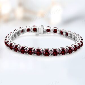 Natural Red Garnet Bracelet For Women 925 Sterling Silver Garnet Wedding Bracelet Vintage Tennis Bracelet For Her Unique Handmade Bracelet Natural Red Garnet Bracelet For Women 925 Sterling Silver Garnet Wedding Bracelet Vintage Tennis Bracelet For Her Unique Handmade Bracelet