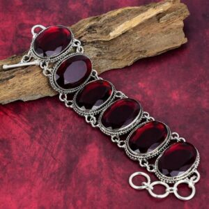 Red Garnet Bracelet, 925 Sterling Silver Bracelet, Adjustable Chain Bracelet, Gemstone Bracelet, Handmade Jewelry, Father's Day Gifts Red Garnet Bracelet, 925 Sterling Silver Bracelet, Adjustable Chain Bracelet, Gemstone Bracelet, Handmade Jewelry, Father's Day Gifts