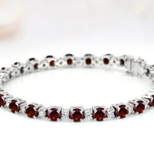 Red Garnet Bracelet For Women 925 Sterling Silver Red Garnet Wedding Bracelet For Women Anniversary Gift Tennis Bracelet Birthday Present Red Garnet Bracelet For Women 925 Sterling Silver Red Garnet Wedding Bracelet For Women Anniversary Gift Tennis Bracelet Birthday Present