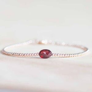 Garnet Bracelet with Rose Gold Fill or Sterling Silver Beads, January Birthstone Jewelry
