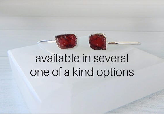 Garnet Bracelet Sterling Silver • Garnet Sterling Bangle Bracelet • Red Garnet Bracelet • Garnet Crystal Bracelet • Sterling Gemstone Bangle