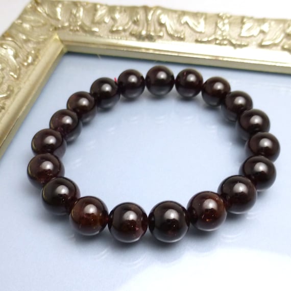 Garnet Bracelet Unisex 10mm Round Beads Beaded Natural Stretchy One Size Fits Most Hand Made Lisajoy Sachs Christmas Gift January Birthstone Garnet Bracelet Unisex 10mm Round Beads Beaded Natural Stretchy One Size Fits Most Hand Made Lisajoy Sachs Christmas Gift January Birthstone