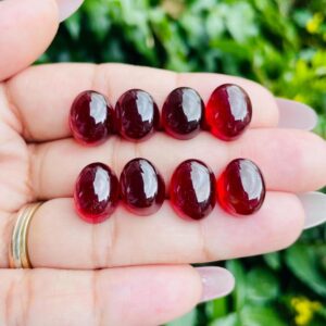Garnet Cabochon (1) One Xs Dark Orange Red Garnet Stone, Oval Round Flat Back, High Quality Garnet Polished Stone Natural Gemstone Jewelry