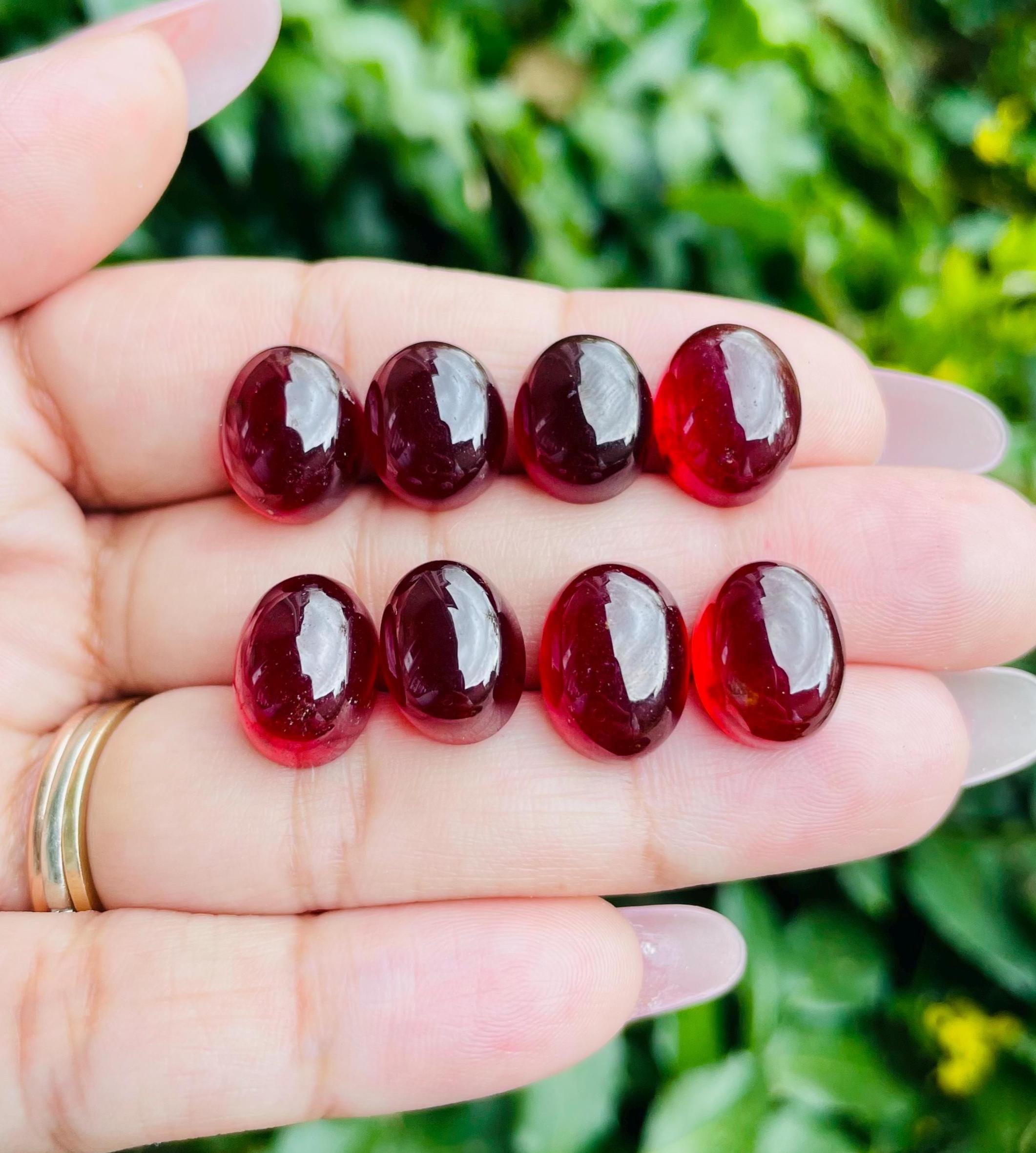 Garnet Cabochon (1) One Xs Dark Orange Red Garnet Stone, Oval Round Flat Back, High Quality Garnet Polished Stone Natural Gemstone Jewelry