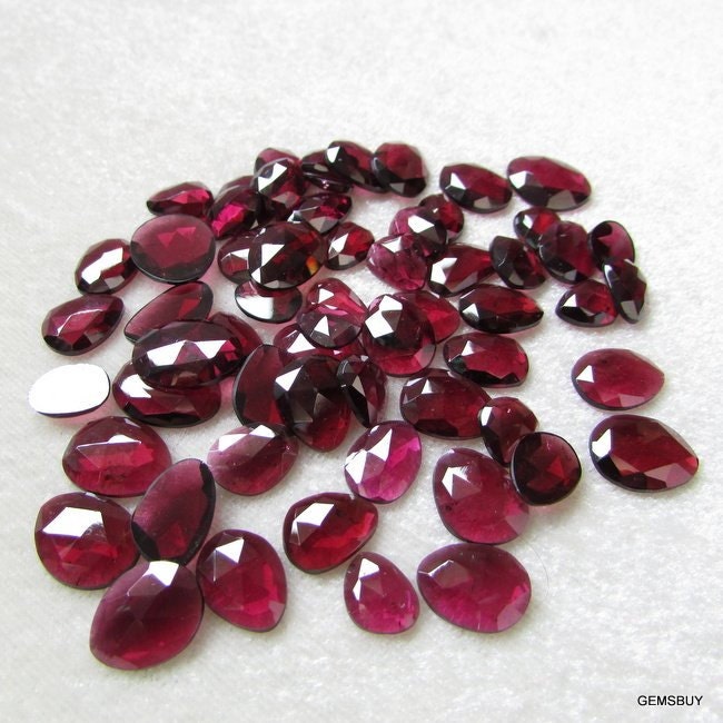 Rhodolite Garnet Rosecut Cabochon: Pink Faceted Gemstone (8x12mm-11x15mm)