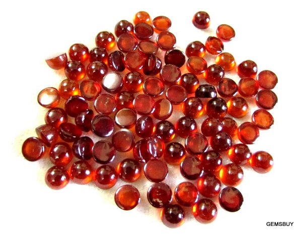 10 Hessonite Garnet Cabochons: Round Loose Gemstones (3-7mm)