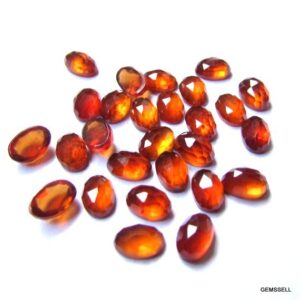 10 Rosecut Hessonite Garnet Gemstones: Reddish Orange Oval Cabochons (4x6mm)