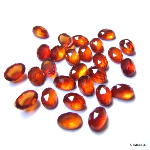 10 Rosecut Hessonite Garnet Gemstones: Reddish Orange Oval Cabochons (4x6mm) 10 Rosecut Hessonite Garnet Gemstones: Reddish Orange Oval Cabochons (4x6mm)