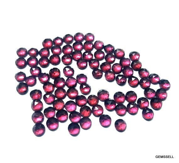 10 Rhodolite Garnet Cabochon Rosecut : 3mm/4mm/5mm Round Loose Gemstones