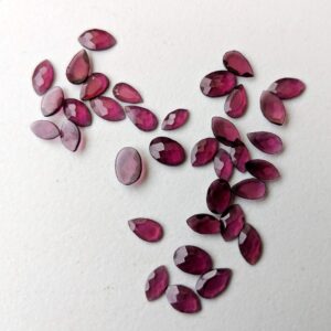 3x5mm-4x6mm Garnet Rose Cut Cabochons, Natural Garnet Rose Cut Flat Back Cabochons, 35 Pcs Mix Shape Loose Garnet Stones For Jewelry- Pdg125