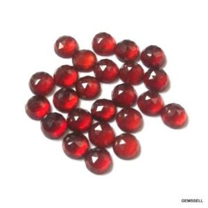 5 Aaa Red Garnet Rosecut Cabochons: 6mm Round Gemstones