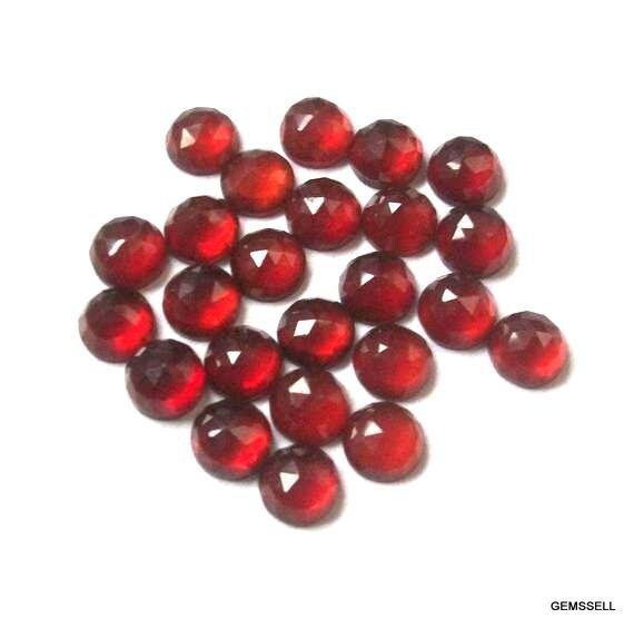 5 Aaa Red Garnet Rosecut Cabochons: 6mm Round Gemstones