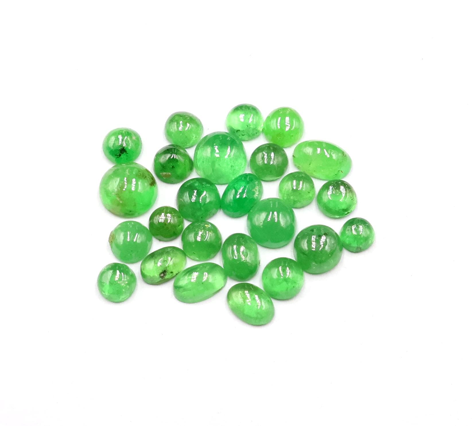 6.80 Carat, Natural Green Tsavorite Garnet Cabochon Lot: January Birthstone, Jewelry Making Gemstone