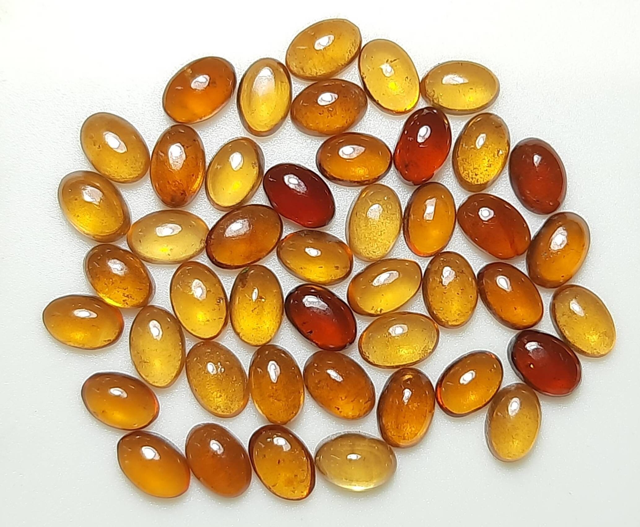 Natural Hessonite Garnet Oval Cabochon Gemstone (4x6 To 8x10 Mm)