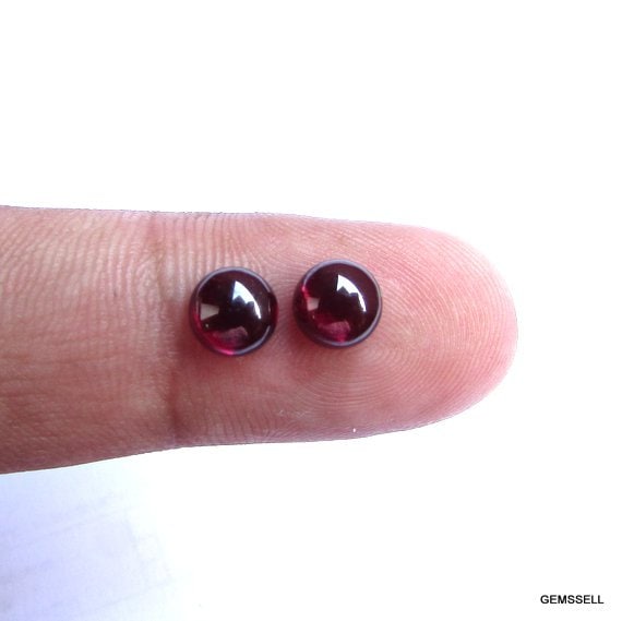 Pair 5mm Pink Rhodolite Garnet Round Cabochon Gemstones