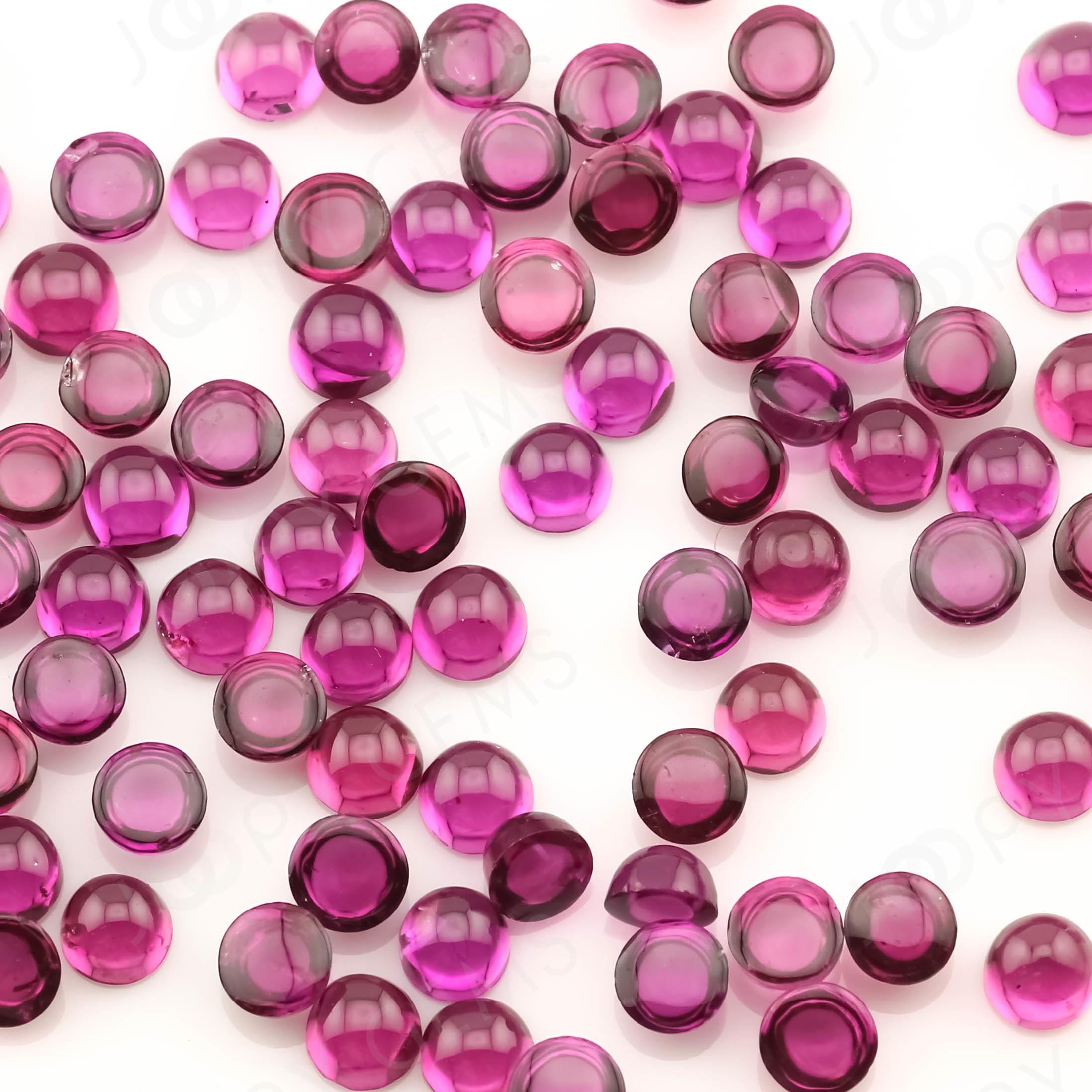 Rhodolite Garnet Cabochon 3mm Round - Per Stone