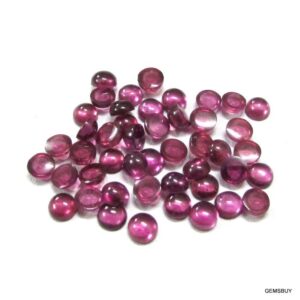 Rhodolite Garnet Cabochons, 4mm Round, Pink Gemstone, 10 Piece Lot