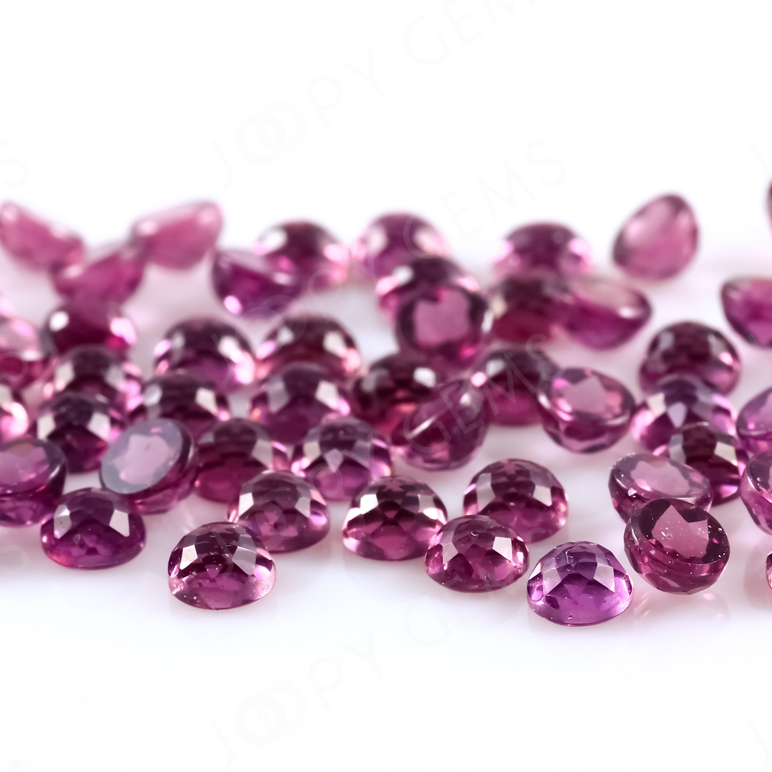 Rhodolite Garnet Rose Cut Cabochon 3mm Round - Per Stone