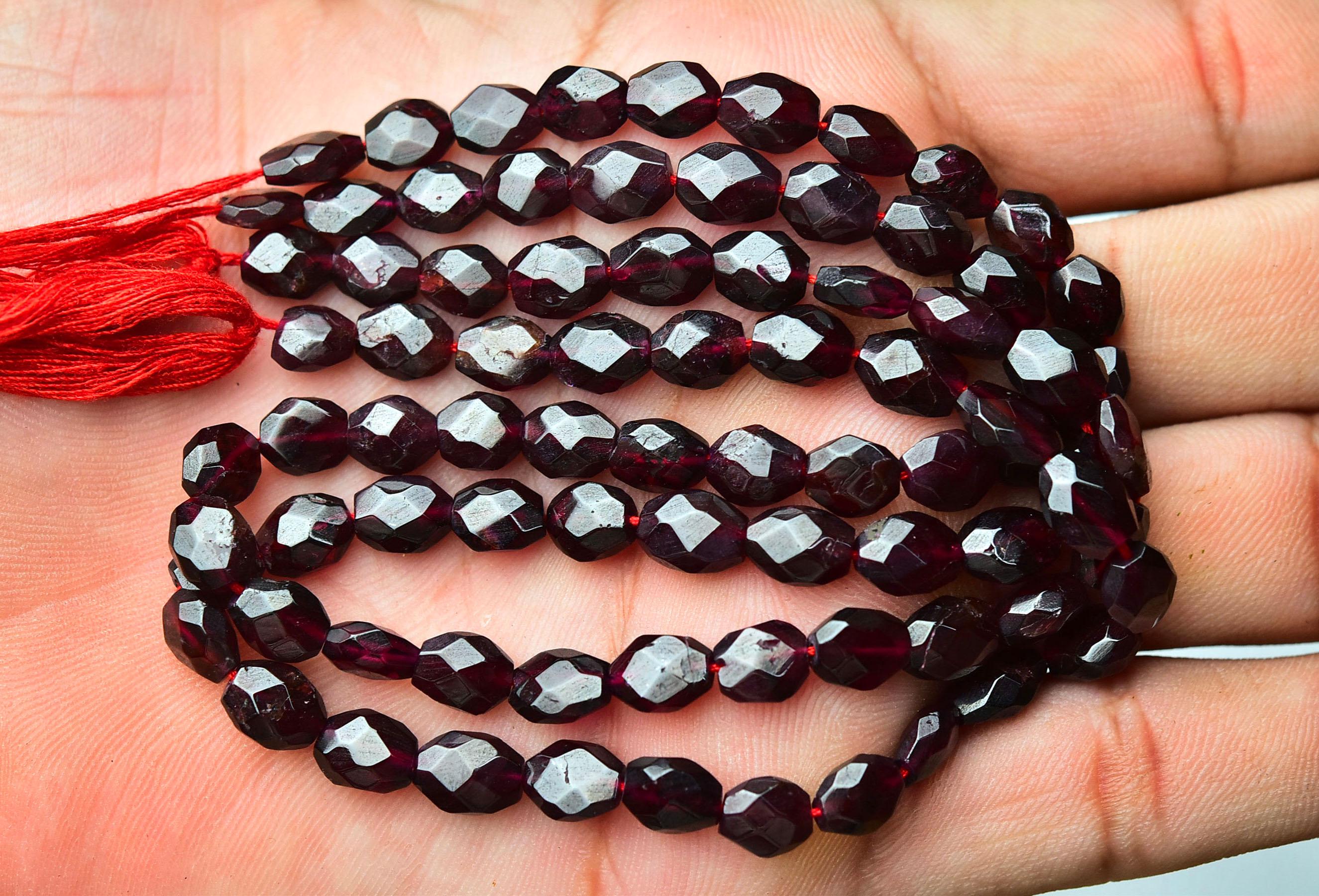 12.5 Inches Strand Natural Garnet Nugget Beads 5x7mm To 6x8mm Faceted Nugget Gemstone Beads Superb Garnet Beads Strand Jewelry Making No5313