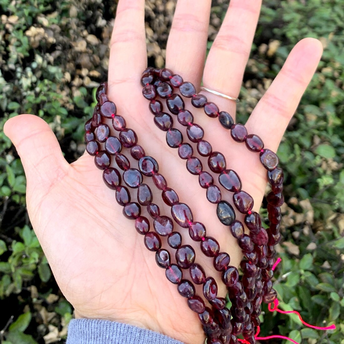 15 Inch Natural Garnet Healing Gemstone 6mm To 8mm Free Form Oval Tumbled Pebble Stone Bead For Bracelet Earrings Jewelry Making 15 Inch Natural Garnet Healing Gemstone 6mm To 8mm Free Form Oval Tumbled Pebble Stone Bead For Bracelet Earrings Jewelry Making
