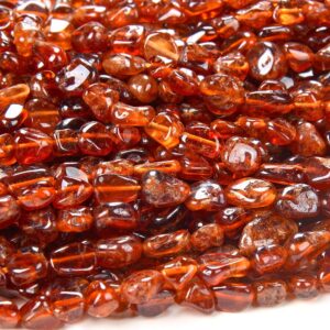 6-8mm Natural Hessonite Garnet Gemstone Grade Aaa Pebble Nugget Loose Beads (d341)