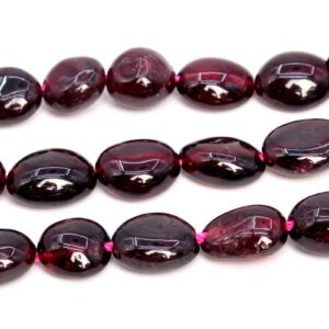 7-9mm Wine Red Garnet Beads Pebble Nugget Grade Aa Genuine Natural Gemstone Beads 15" / 7.5" Bulk Lot Options (108431)