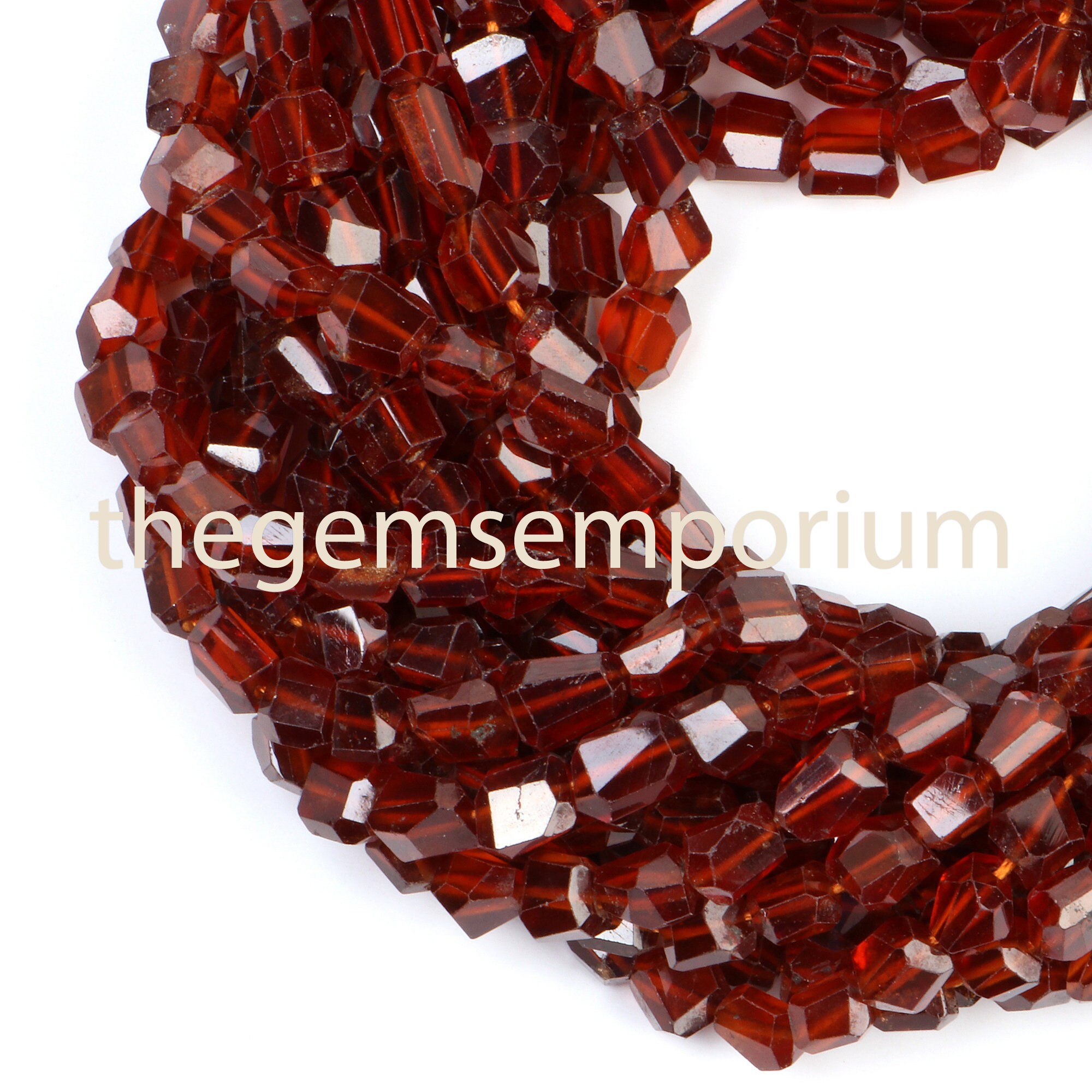 Faceted Hessonite Garnet Nugget Beads, Orange Garnet, 45cm Strand