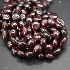 Garnet Gemstone Tumblestone Nugget Pebble Beads - 5mm - 8mm - 15" Strand