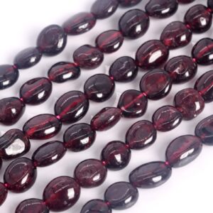 Genuine Natural Wine Red Garnet Loose Beads Grade Aa Pebble Nugget Shape 7-9mm