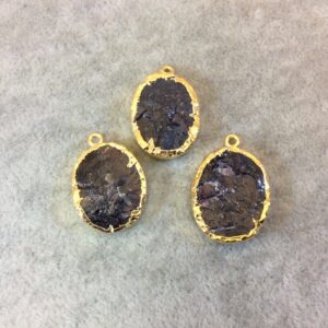 Gold Electroformed Raw Garnet Oval Pendant (17mm x 21mm)