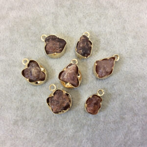 Hessonite Garnet Pendant: Gold Finish Raw Nugget Bezel (12mm x 16mm)