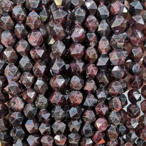 Natural Faceted Star Cut Garnet Nugget Diamond Beads,6mm 8mm 10mm 12mm Star Cut Faceted Garnet Beads,one Strand 15"