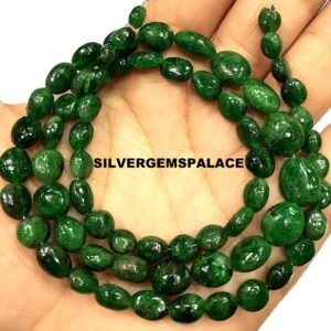 Natural Green Garnet Smooth Nuggets Beads Tsavorite Nuggets Gemstone Beads Smooth Green Garnet Beads String Jewelry Making Nuggets 21”