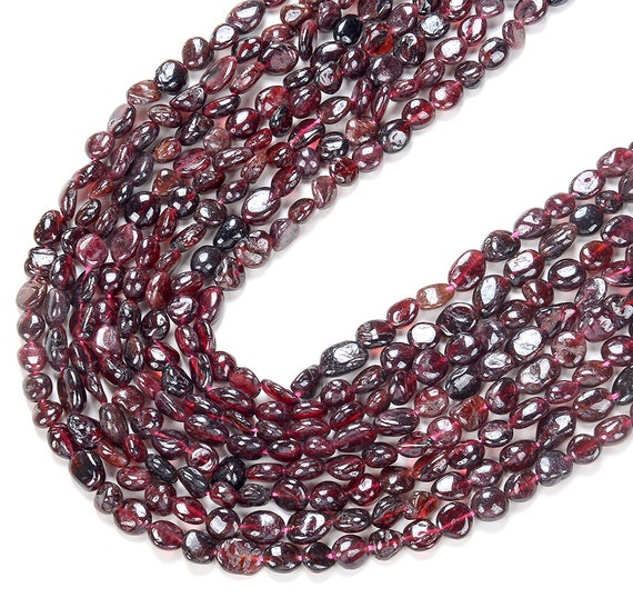 Natural Red Garnet Gemstone Pebble Nugget 6-8mm 8-10mm Loose Beads Bulk Lot 1,2,6,12 And 50 (d185)
