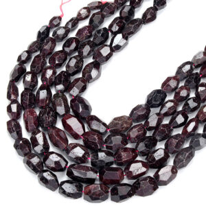 Natural Red Garnet Gemstone 8x12-14x20mm Gradated Nugget Faceted Loose Beads 16 Inch Full Strand (80018058-d465)