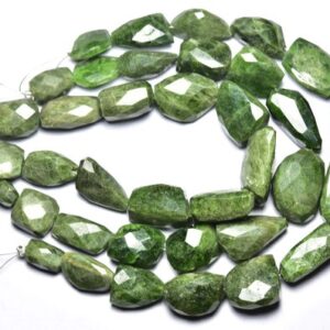Rare Big Tsavorite Nugget Beads - 8.5 Inches - Most Beautiful Natural Faceted Tsavorite Green Garnet Nugget - Size Is 12 - 18mm #477