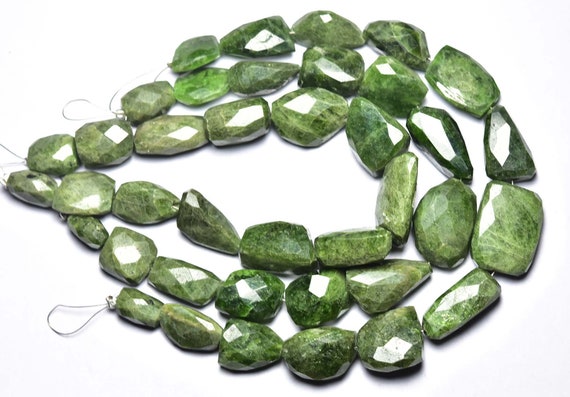Rare Big Tsavorite Nugget Beads - 8.5 Inches - Most Beautiful Natural Faceted Tsavorite Green Garnet Nugget - Size Is 12 - 18mm #477