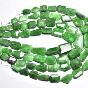 Rare Tsavorite Nugget Beads - 8 Inches - Natural Beautiful Faceted Tsavorite Green Garnet Nuggets Strand - Size Is 7x9 - 9x14 Mm #734