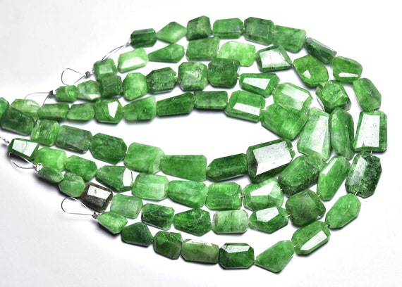 Rare Tsavorite Nugget Beads - 8 Inches - Natural Beautiful Faceted Tsavorite Green Garnet Nuggets Strand - Size Is 7x9 - 9x14 Mm #734