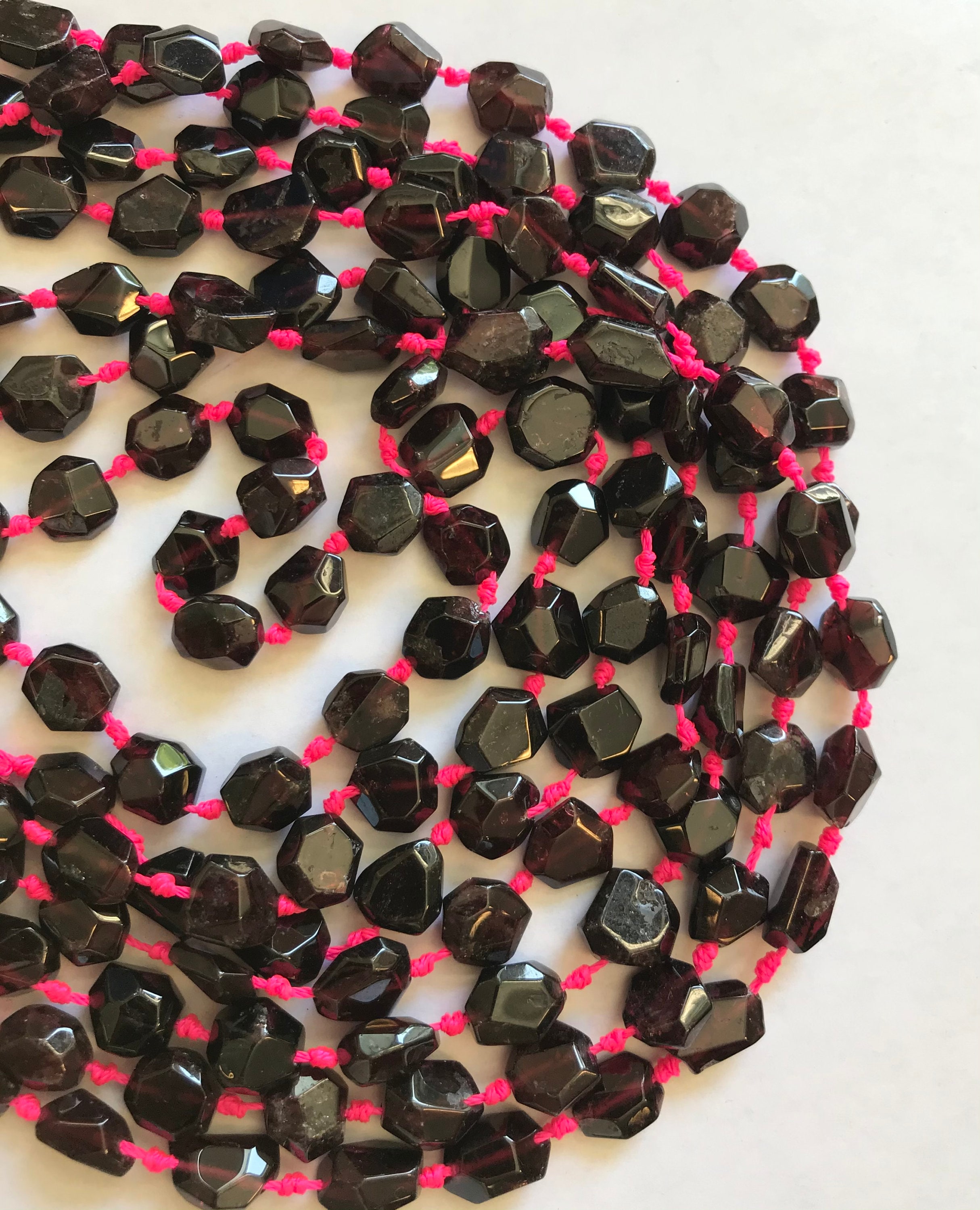 Red Garnet 8x10x5mm Faceted Nugget Natural Gemstone Bead-~ -16 Inch Strand-
