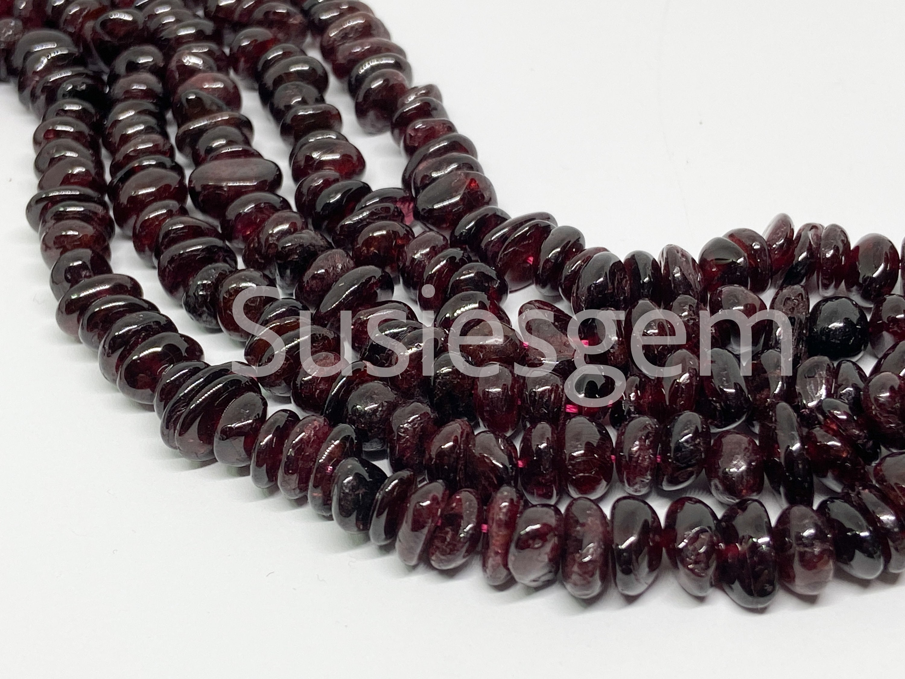 Red Garnet Nugget Beads 4x7mm, Natural Gemstone Beads. Genuine Garnet Beads 18''